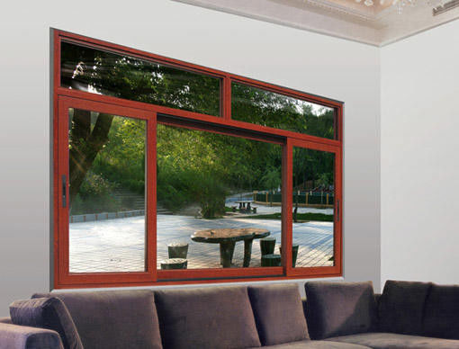 Il grande supporto di legno scorrevole di alluminio esteriore del grano di Windows di 3 pannelli ha laminato il vetro
